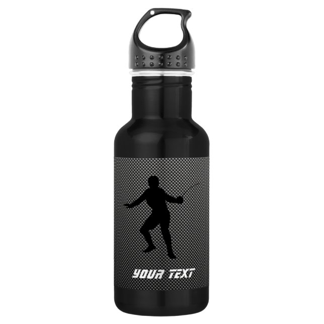Carbon Fiber look Fencing Silhouette Water Bottle (Front)