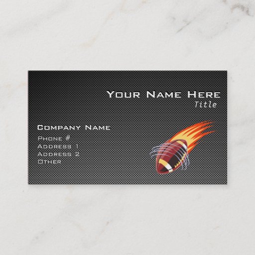Customizable Carbon Fiber look Flaming Football Business Card Template
