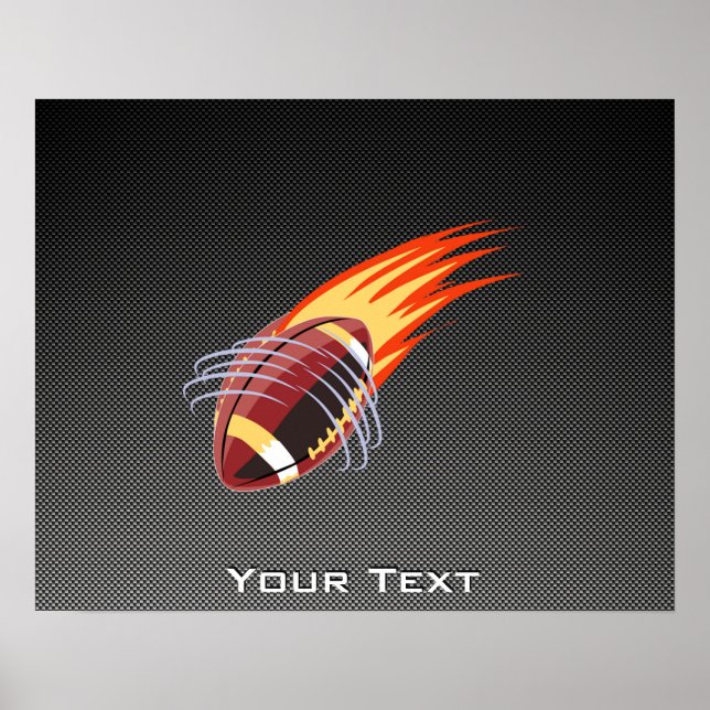 Carbon Fiber look Flaming Football Poster (Front)