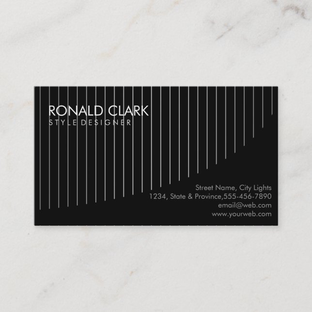 Carbon Fiber Metal Professional Black Striped Business Card (Front)
