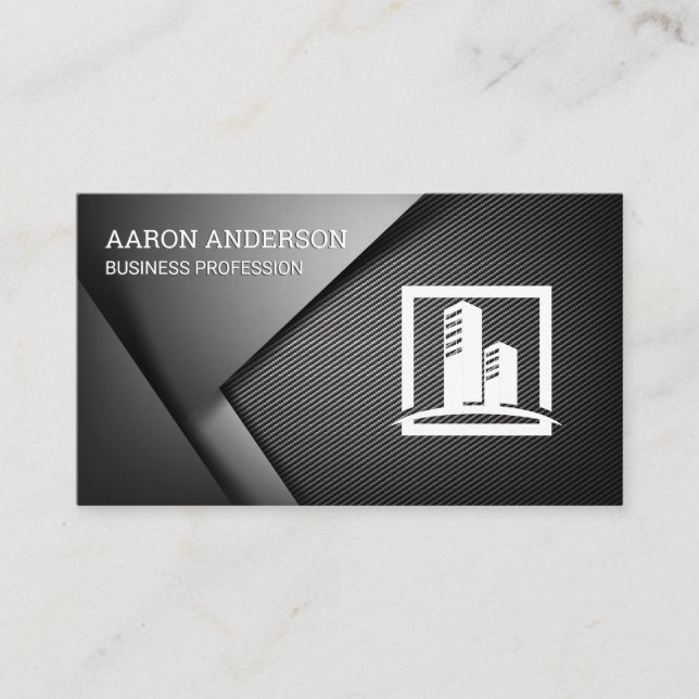 Carbon Fiber Metallic Background | Realtor Business Card (Front)