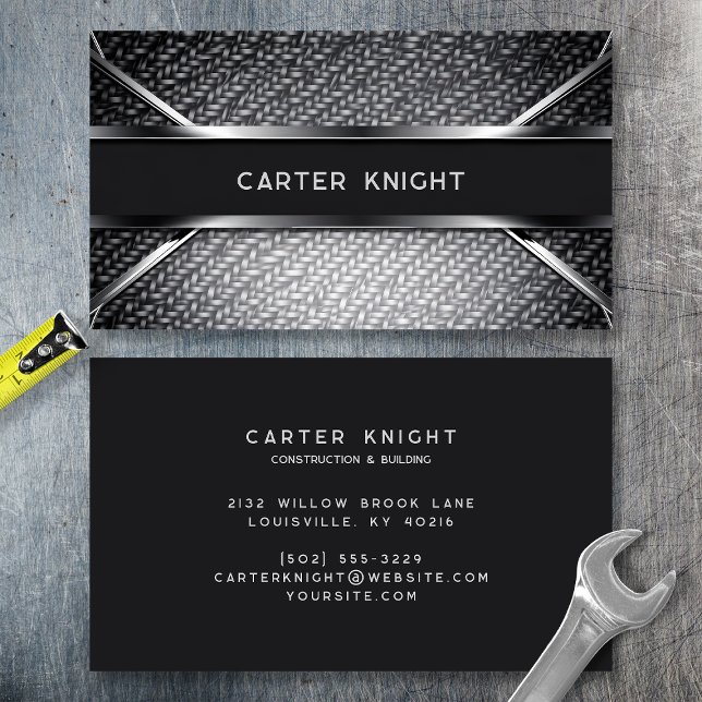 Carbon Fiber Modern Industrial Professional Business Card (Creator Uploaded)