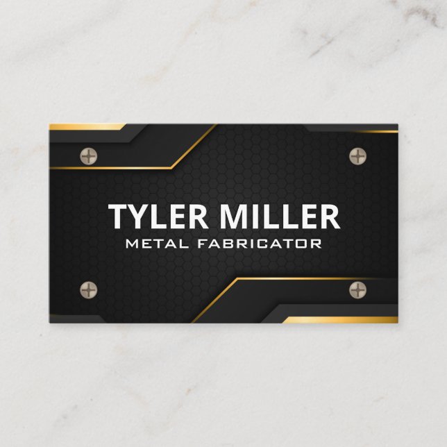Carbon Fiber | Modern | Metal Screws Business Card (Front)