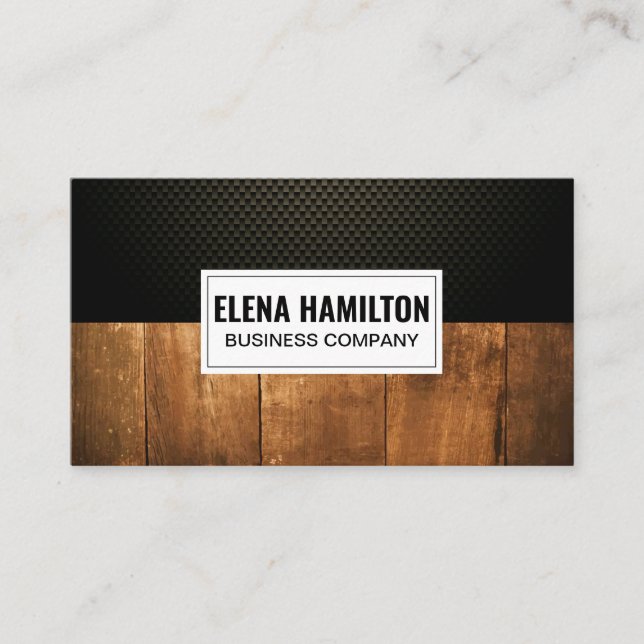 Carbon Fiber | Old Wood Grain Business Card (Front)