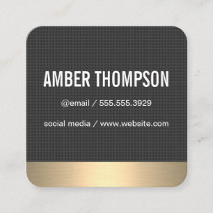 Carbon Fiber Print / Gold Lux Square Business Card