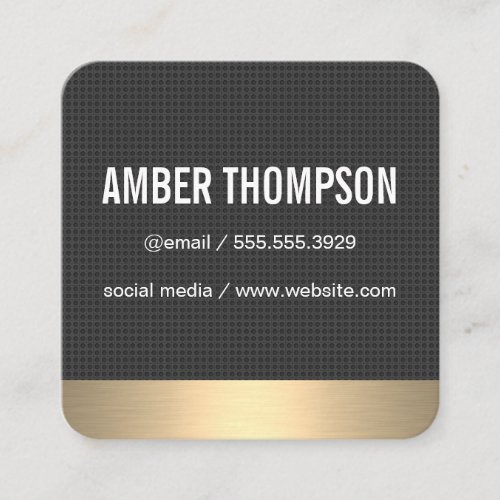 Carbon Fiber Print  Gold Lux Square Business Card