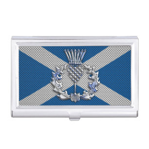 Carbon Fiber Print Scotland Flag Case For Business Cards