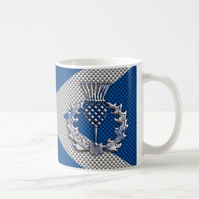 Carbon Fiber Print Scotland Flag Coffee Mug (Right)
