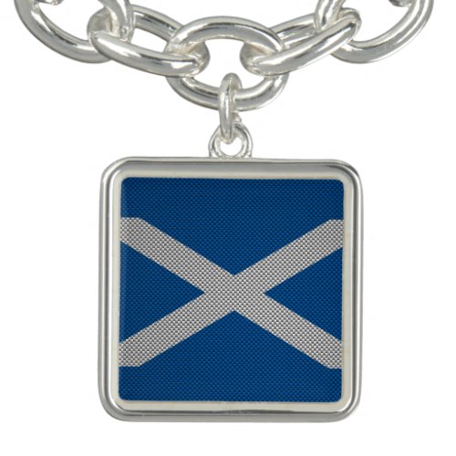 Carbon Fiber Print Scotland Flag Decor Charm Bracelet