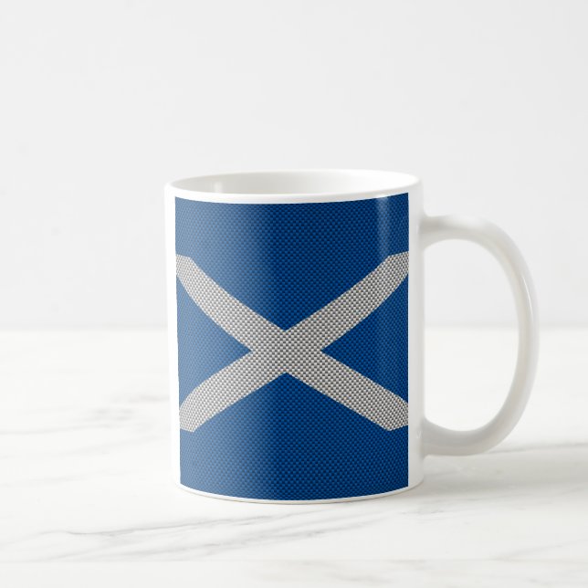 Carbon Fiber Print Scotland Flag Decor Coffee Mug (Right)