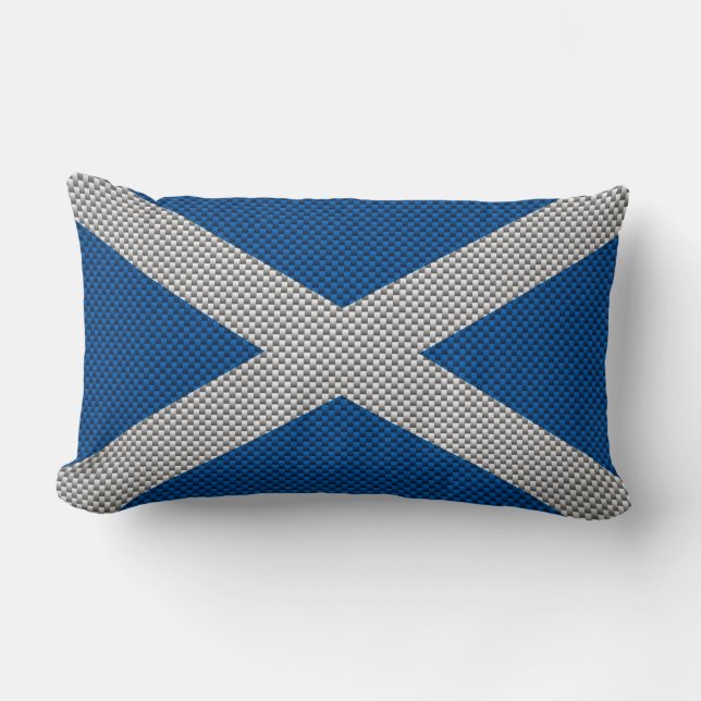 Carbon Fiber Print Scotland Flag Decor Lumbar Pillow (Front)