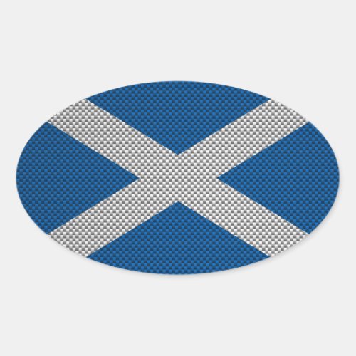 Carbon Fiber Print Scotland Flag Decor Oval Sticker