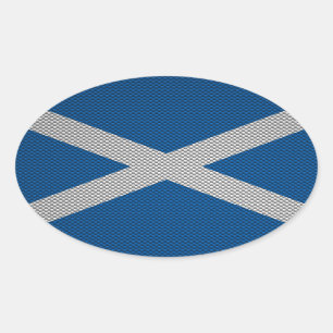 Carbon Fiber Print Scotland Flag Decor Oval Sticker
