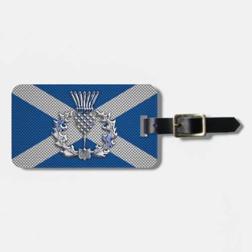 Carbon Fiber Print Scotland Flag Luggage Tag