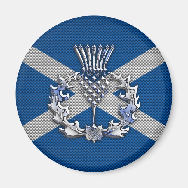 Carbon Fiber Print Scotland Flag Magnet (Front)