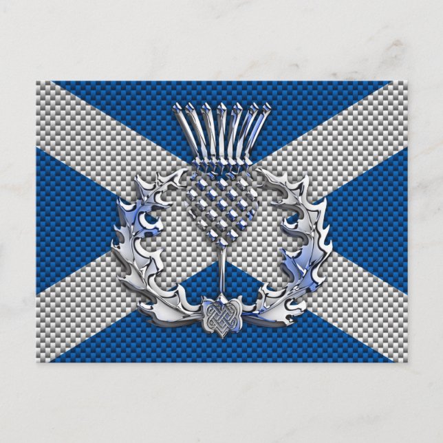 Carbon Fiber Print Scotland Flag Postcard (Front)