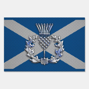 Carbon Fiber Print Scotland Flag Sign