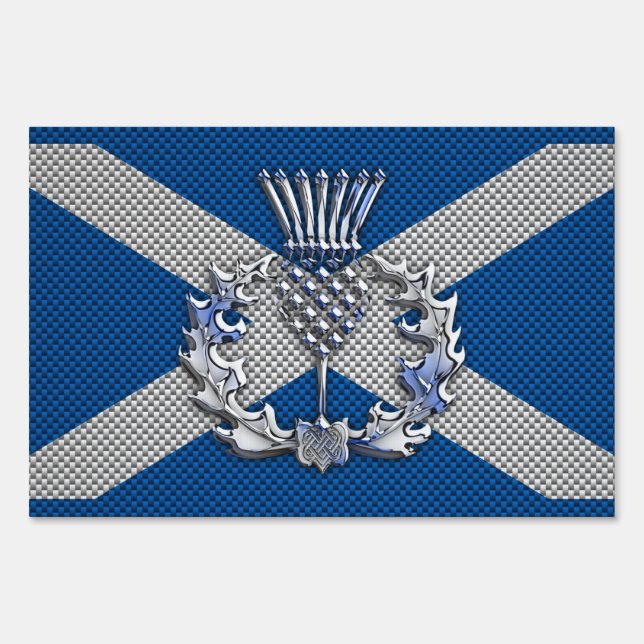 Carbon Fiber Print Scotland Flag Sign (Front)