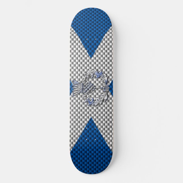 Carbon Fiber Print Scotland Flag Skateboard Deck (Front)