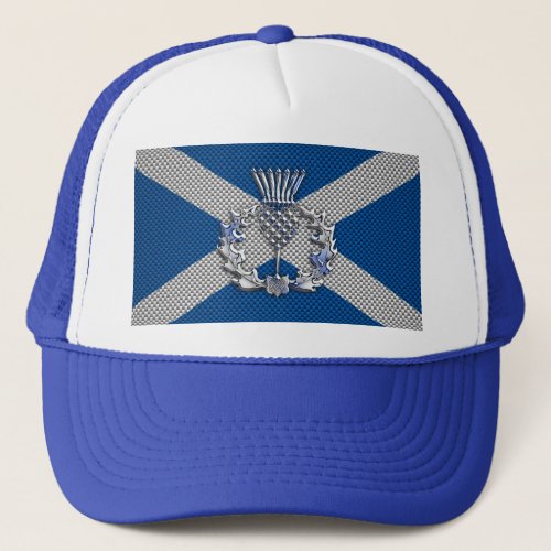 Carbon Fiber Print Scotland Flag Trucker Hat