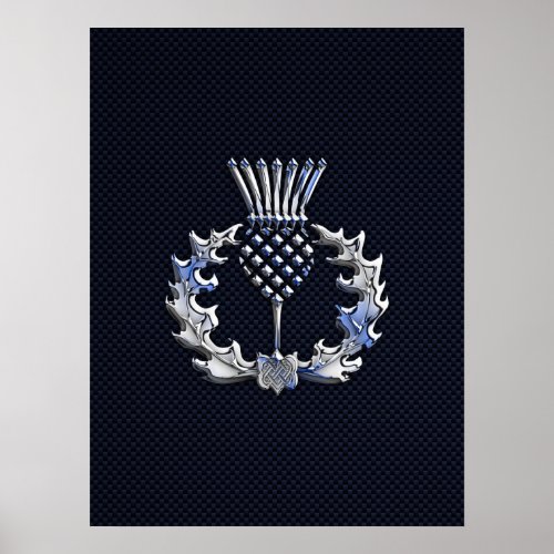 Carbon Fiber Print Silver Scottish Thistle