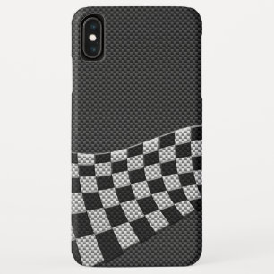 Carbon Fiber Racing Flag Wave Print Decor iPhone XS Max Case