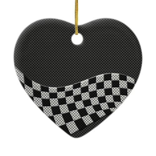 Carbon Fiber Racing Flag Wave Print Decor Ceramic Ornament