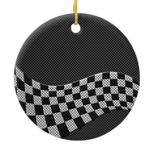 Carbon Fiber Racing Flag Wave Print Decor Ceramic Ornament