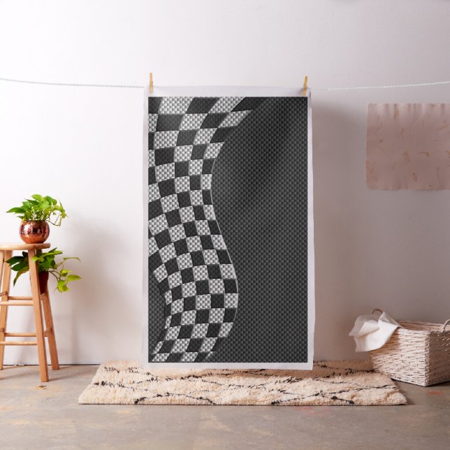 Carbon Fiber Racing Flag Wave Print Decor Fabric (In Situ)