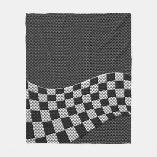 Carbon Fiber Racing Flag Wave Print Decor Fleece Blanket