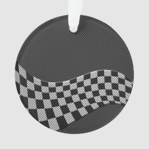 Carbon Fiber Racing Flag Wave Print Decor Ornament