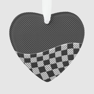 Carbon Fiber Racing Flag Wave Print Decor Ornament