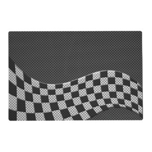 Carbon Fiber Racing Flag Wave Print Decor Placemat