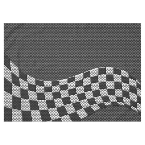 Carbon Fiber Racing Flag Wave Print Decor Tablecloth