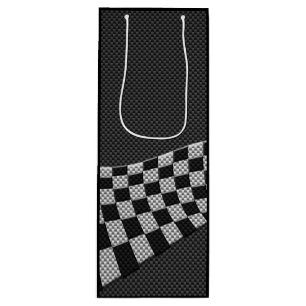 Carbon Fiber Racing Flag Wave Print Decor Wine Gift Bag