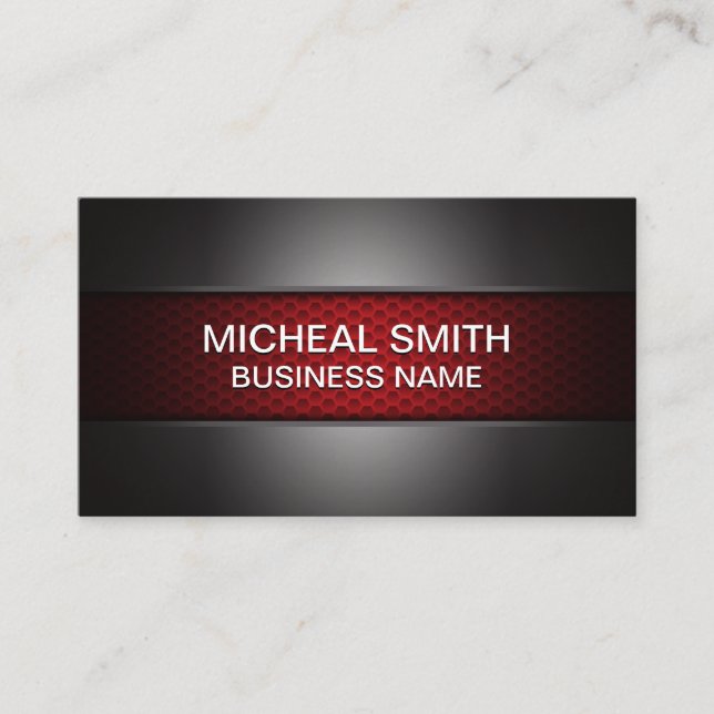 Carbon Fiber Red | Dark Metallic Business Card (Front)