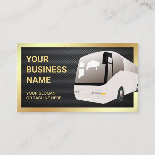 Carbon Fiber Sightseeing Tour Bus Travel Agent Business Card (Front)