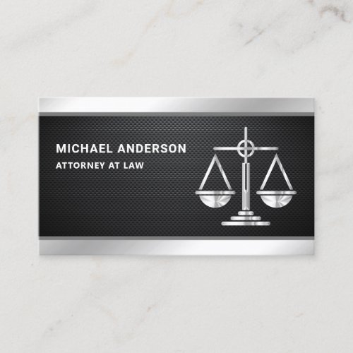 Carbon Fiber Silver Justice Scale Lawyer Attorney Business Card