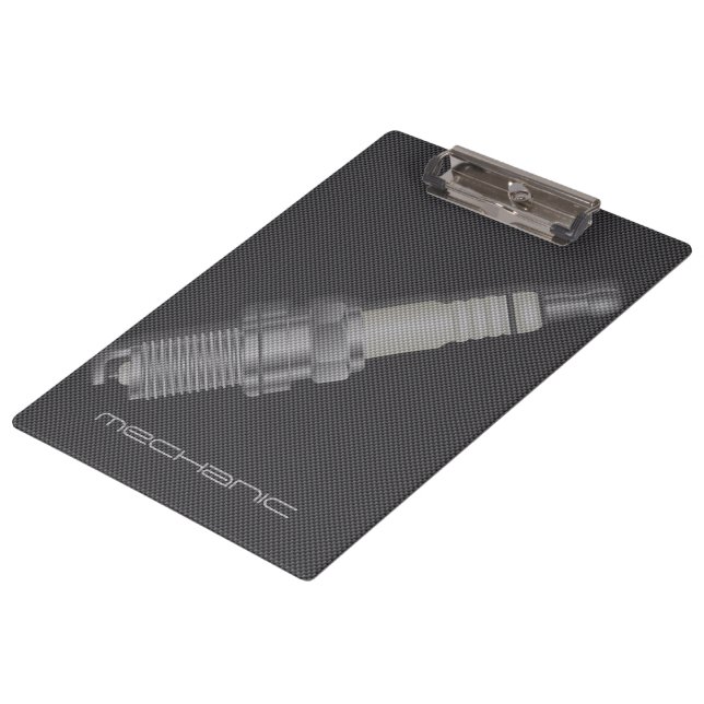 Carbon Fiber Spark Plug Car Mechanic Clipboard (Angled)