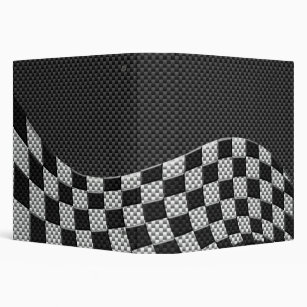 Carbon Fiber Style Checkered Racing Flag Wave Binder