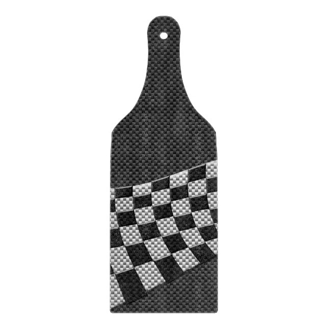 Carbon Fiber Style Checkered Racing Flag Wave Cutting Board (Front)