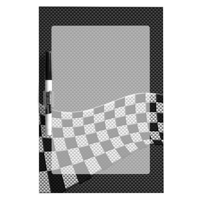 Carbon Fiber Style Checkered Racing Flag Wave Dry Erase Board (Front)