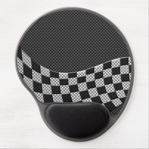 Carbon Fiber Style Checkered Racing Flag Wave Gel Mouse Pad