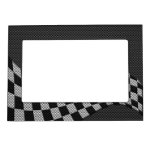 Carbon Fiber Style Checkered Racing Flag Wave Magnetic Picture Frame