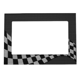 Carbon Fiber Style Checkered Racing Flag Wave Magnetic Picture Frame