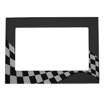 Carbon Fiber Style Checkered Racing Flag Wave Magnetic Picture Frame by AmericanStyle at Zazzle
