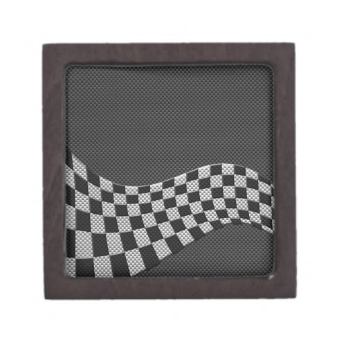 Carbon Fiber Style Racing Flag Checkers Wave Print Gift Box