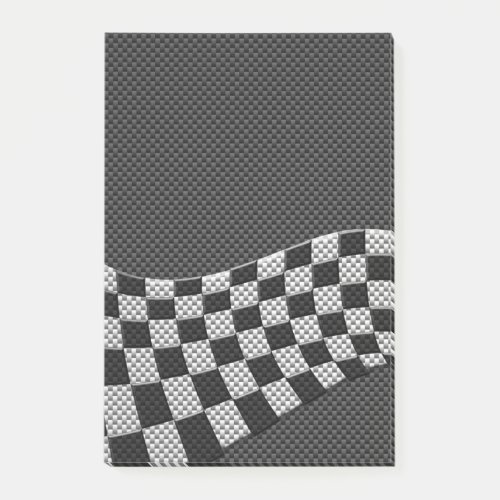 Carbon Fiber Style Racing Flag Checkers Wave Print Post_it Notes