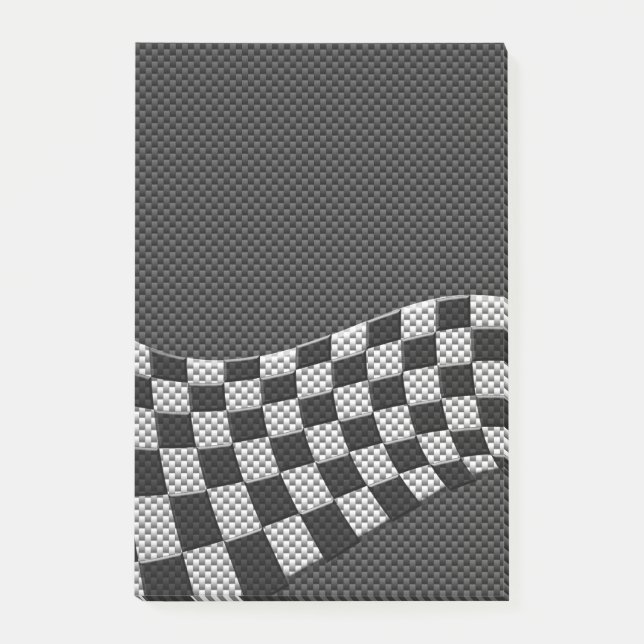 Carbon Fiber Style Racing Flag Checkers Wave Print Post-it Notes (Front)