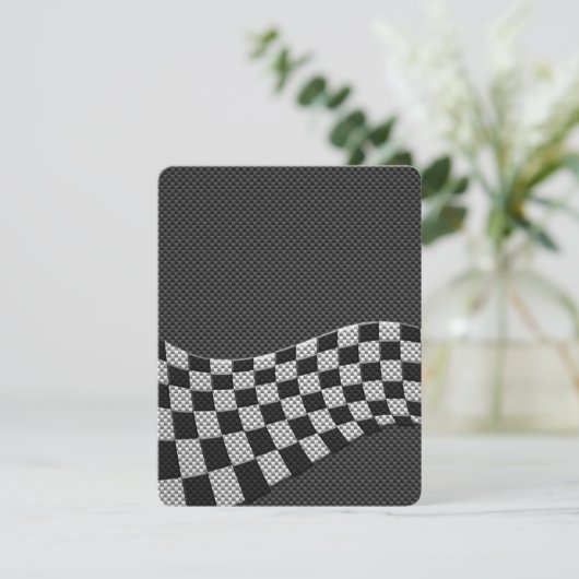 Carbon Fiber Style Racing Flag Wave Decor (Standing Front)